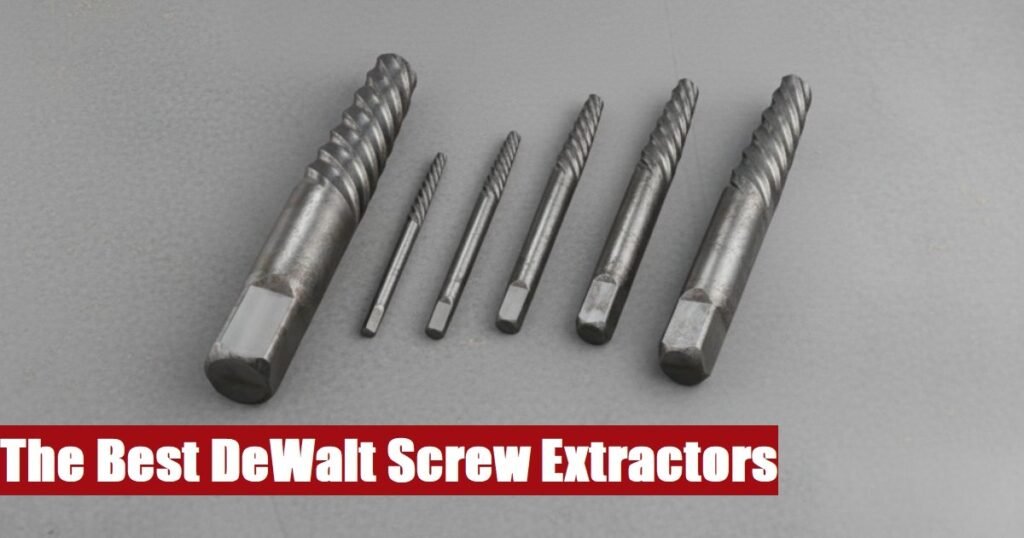 A professional dewalt screw extractor set case lying flat on a rough concrete floor surface for use.