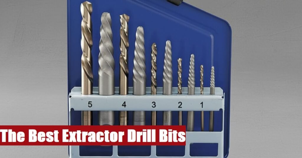 A professional extractor drill bit set case resting on a grey concrete surface for mechanical repairs.