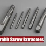 Professional grabit screw extractor tool kit box lying on a rough concrete surface for fastener work.