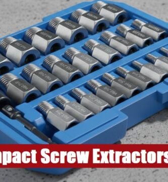 A robust impact screw extractor set case lying on a concrete surface for heavy duty fastener removal.