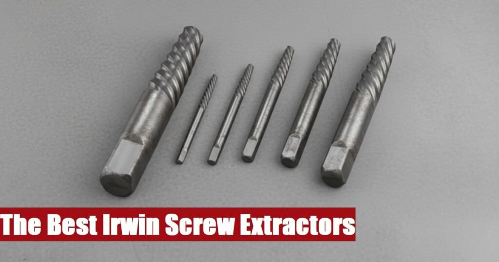 A heavy-duty irwin screw extractor toolbox lying on a concrete floor for efficient fastener removal jobs.