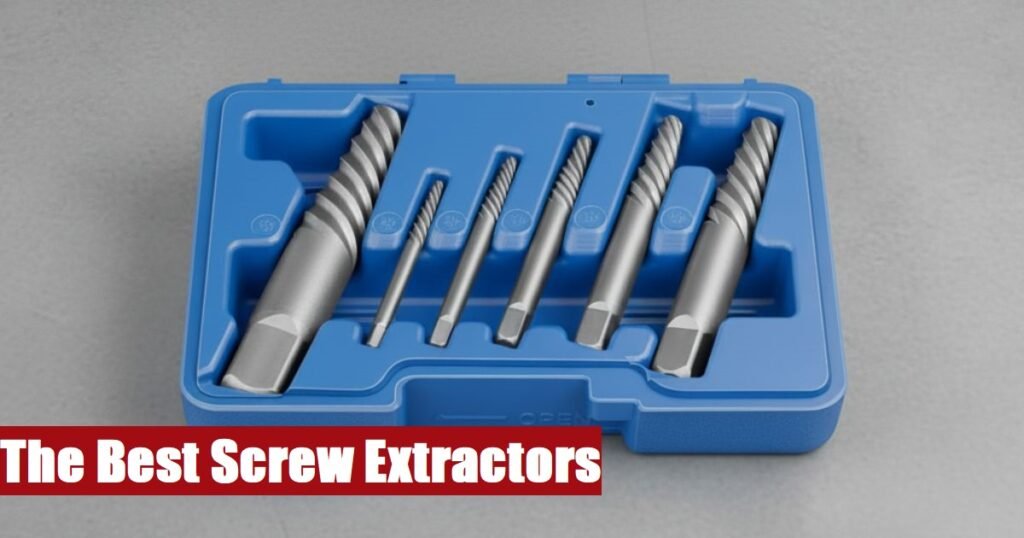 A heavy-duty screw extractor tool kit box resting on a gray cement surface for tough renovation projects.