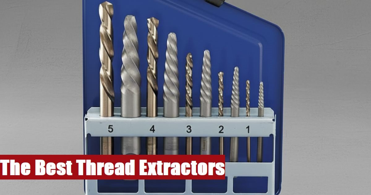 A professional thread extractor set box lying on a grey cement floor for heavy duty industrial work.