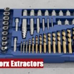 A complete heavy-duty torx extractor set box placed on a concrete surface ready for mechanical repairs.